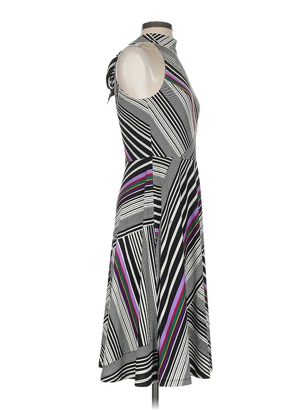 Trina Turk Halter Cocktail Dress Multi Stripe Size 4 - Picture 5 of 7